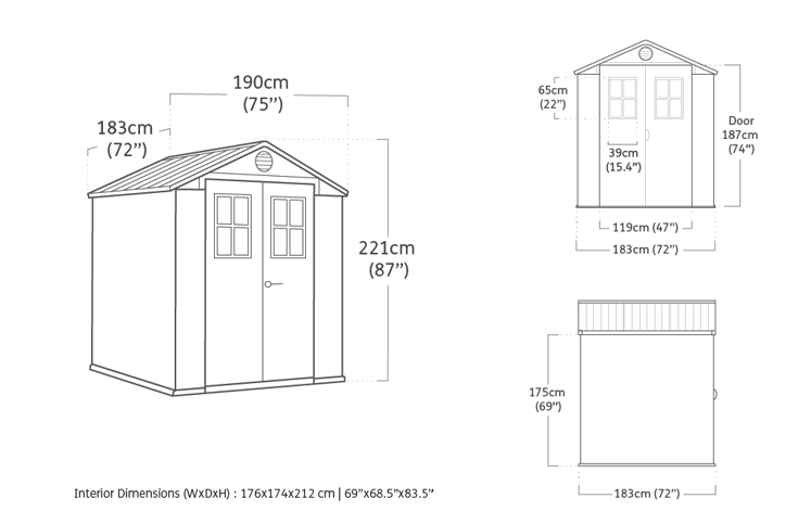 Caseta de exterior Darwin 6x6 ventanas frontales. 190x183x221cm y 3,3m2 - Marrón madera